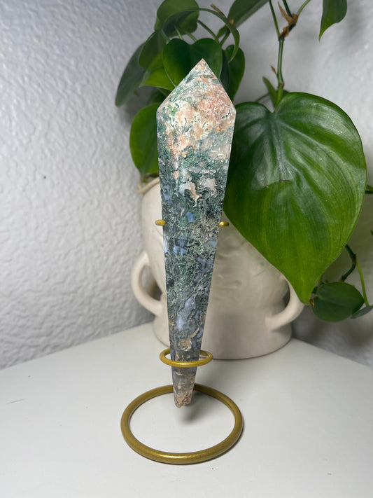 Moss Agate Wand